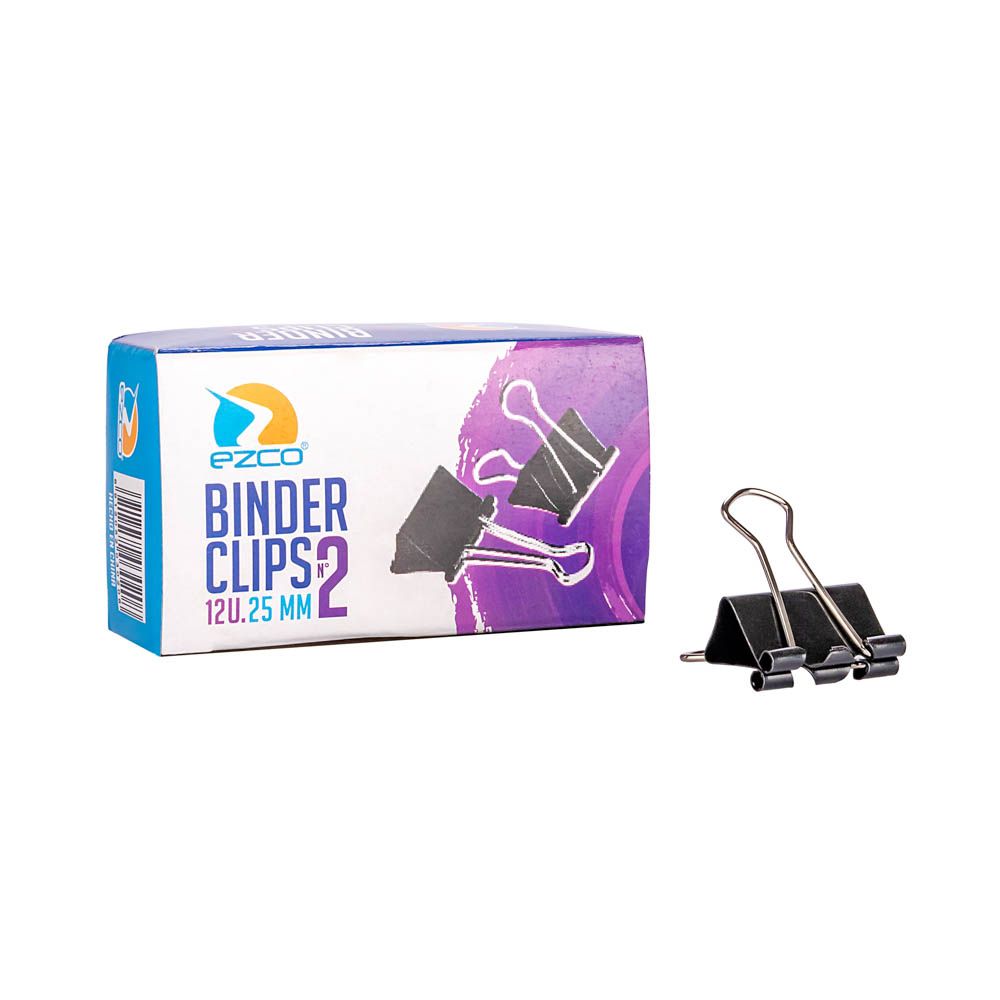 (SIF22-2) BINDER CLIPS EZCO 25MM N2 12UNID - COMERCIAL - CLIPS